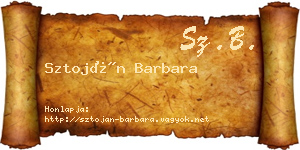 Sztoján Barbara névjegykártya